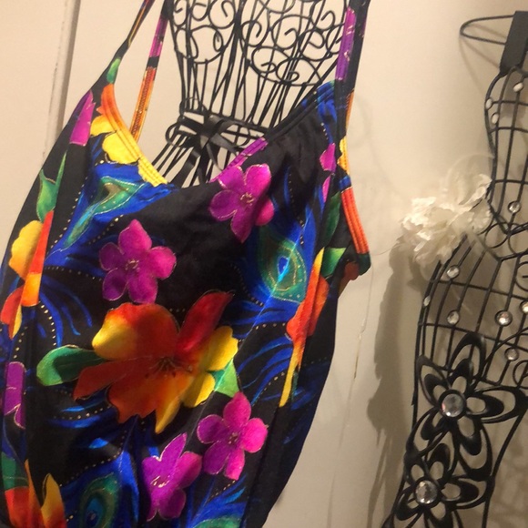 Longitude Other - Longitude tank style one piece bathing suit w vibrant colors gold trim medium